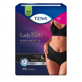TENA Lady Pants Plus - Дискретно бельо за жени с висока талия, цвят Черен, Размер L, 8 бр./опак.